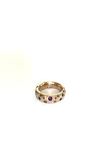 Bronze crater ring w/ruby