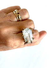 Large Natural Topaz bronze ring