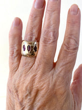 Three ruby wabi sabi bronze ring