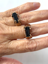 Dark Blue Tourmaline bronze ring