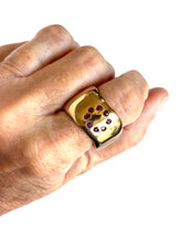 Cast-set Rubies in a circle - bronze ring