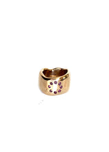Cast-set Rubies in a circle - bronze ring