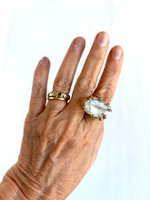 Large Natural Topaz bronze ring