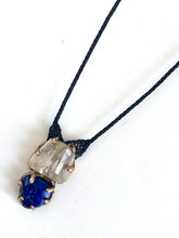 Topaz & Lapis Lazuli set in bronze necklace