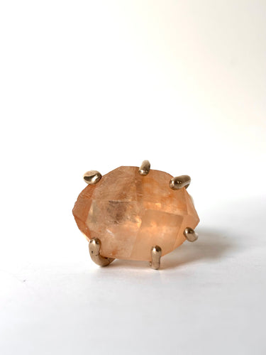 Peach Quartz ‘Diamond’ Ring
