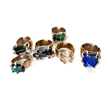 Emerald + Malachite bronze ring