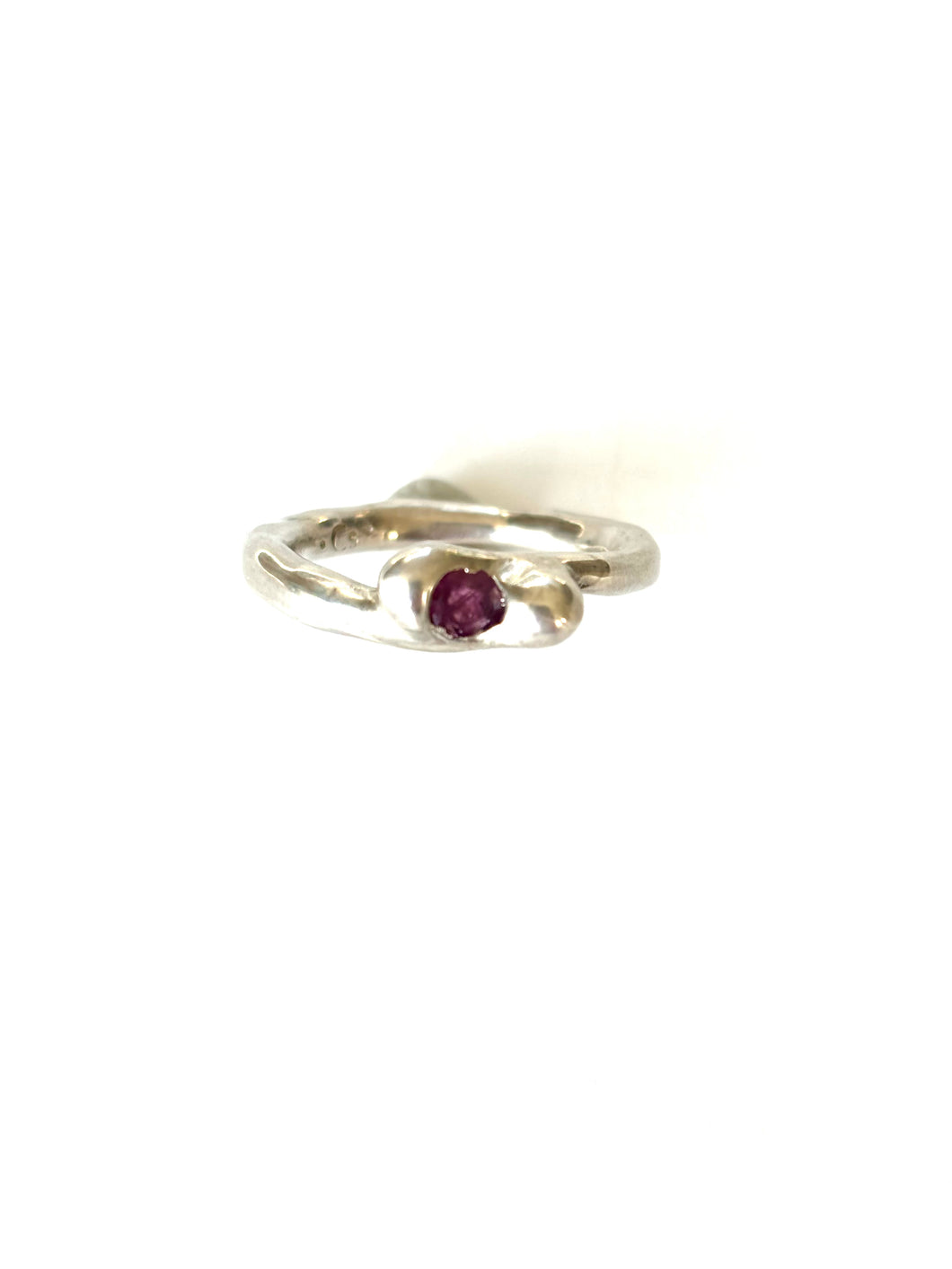 Ruby bowtie ring - sterling silver