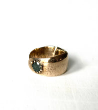 Bronze open ring w/large sapphire