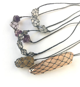 netted crystals :: 5x herkimer diamond necklace