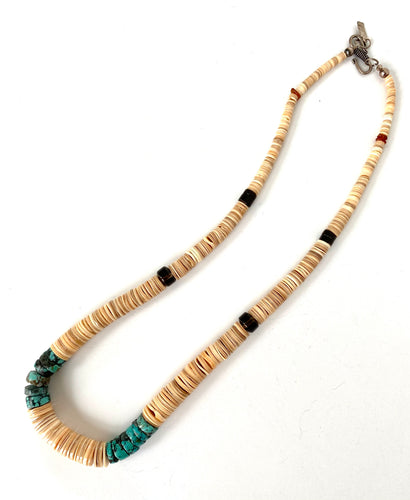 Vintage shell/turquoise beaded necklace