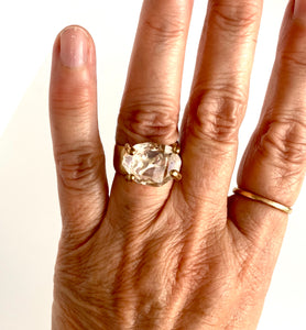 herkimer set in 14k gold ring